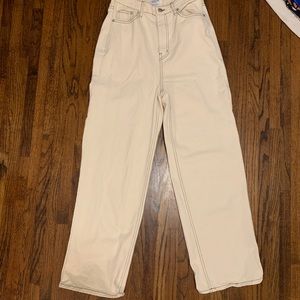 Cream straight leg jeans